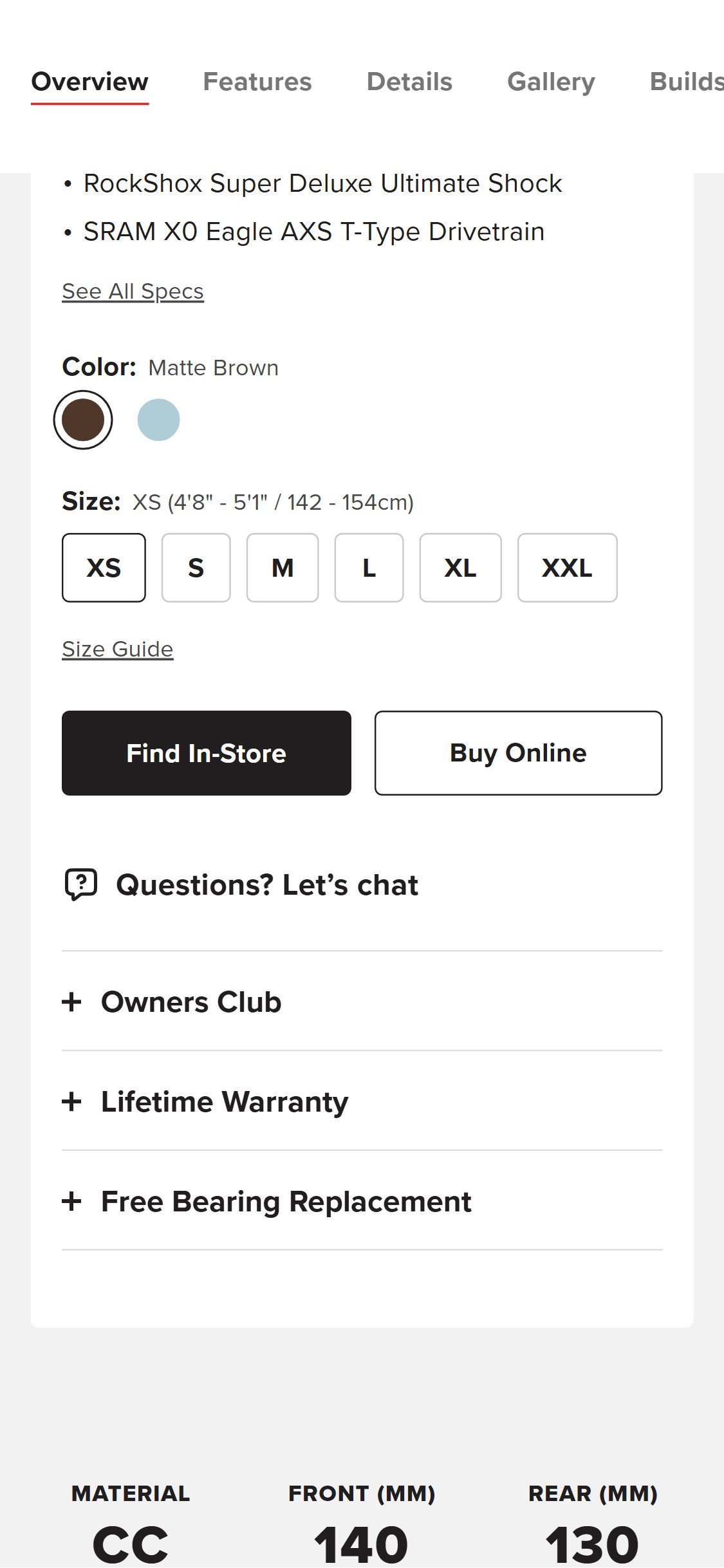 Yeti Cycles — Trust badges row below ATC button